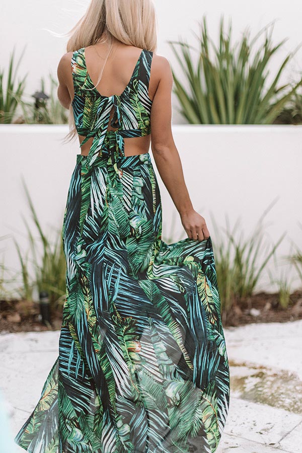 Maui Mindset Cutout Maxi in Green Image - 4