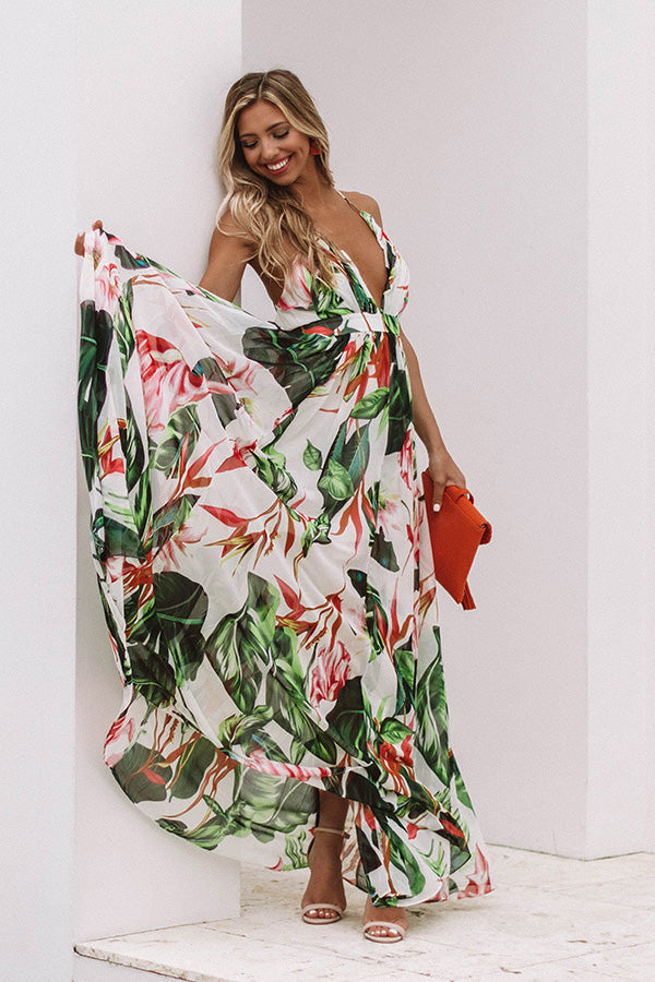 Cabo Crushin' Floral Maxi Dress in Ivory