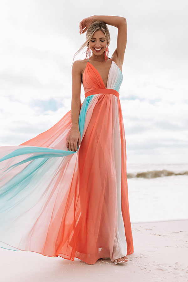Vacay And Vino Maxi Dress in Sky Blue
