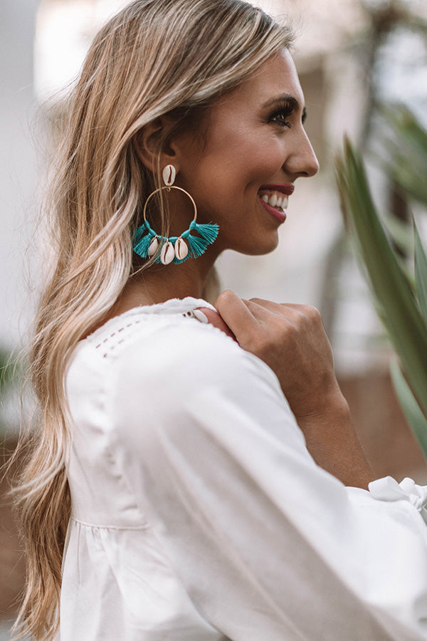 Sand And Shore Tassel Earrings In Turquoise
