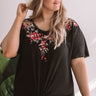 Cabana Life Embroidered Waffle Knit Top in Black Curves Image - 1