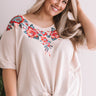 Cabana Life Embroidered Waffle Knit Top in Champagne Curves Image - 1
