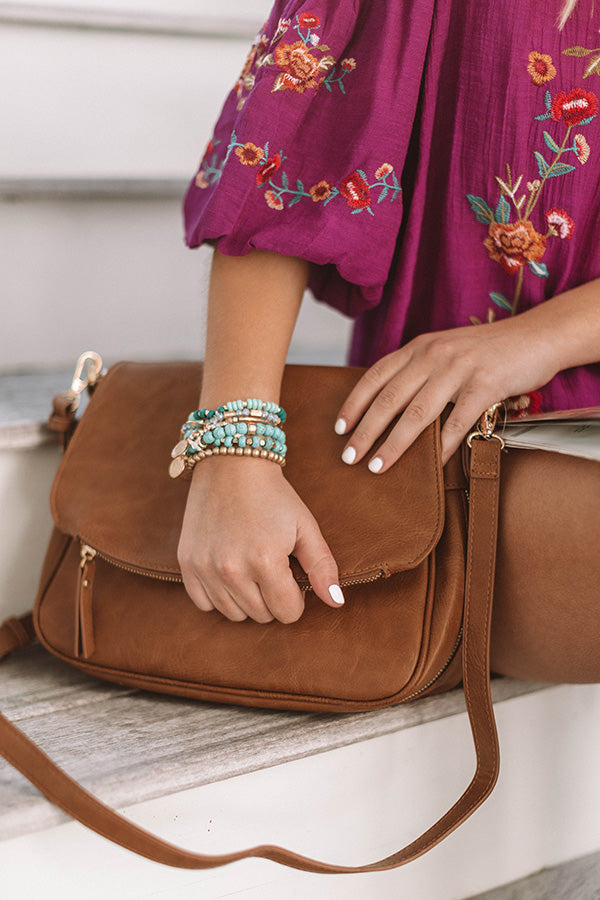 Brunch And Bubbles Faux Leather Crossbody In Cinnamon