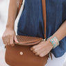 Patio Breeze Faux Leather Crossbody In Cinnamon Image - 1