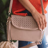 Patio Breeze Faux Leather Crossbody In Latte Image - 1