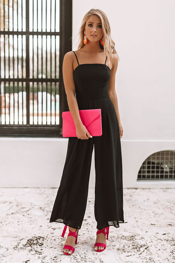 Mojitos and Magic Tie Back Jumpsuit in Black