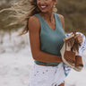 Latte Run Midrise Distressed Shorts in White Image - 1