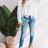 Always Fashionably Late Knitted Hoodie In White Image - 1