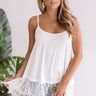 Warmer Days Lace Trim Tank in White Image - 1