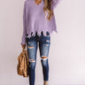 Always Fashionably Late Knitted Hoodie In Lavender Image - 1
