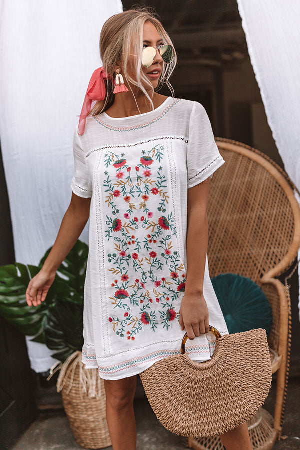 Dreaming Of Summer Embroidered Dress In White
