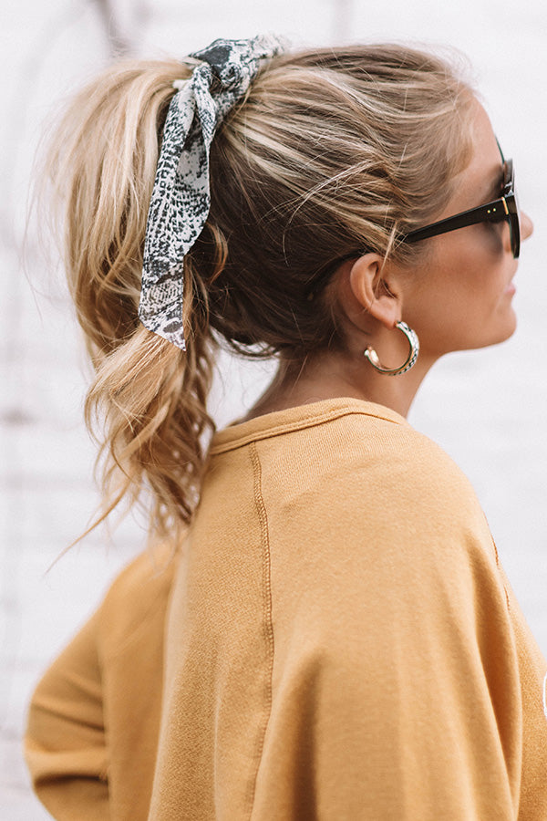 Tied With Love Scarf Ponytail Scrunchie in Snake Print
