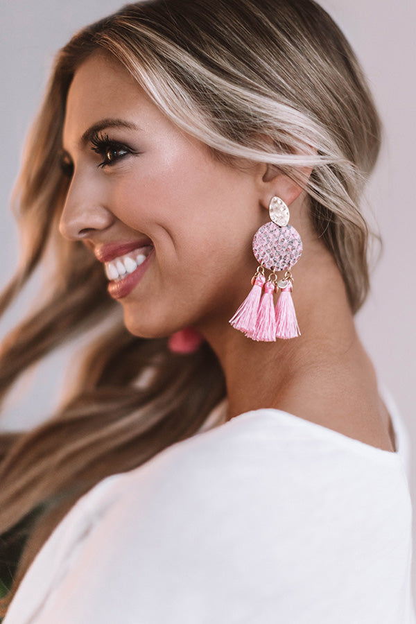 Siesta Key Casual Snake Print Earrings In Pink