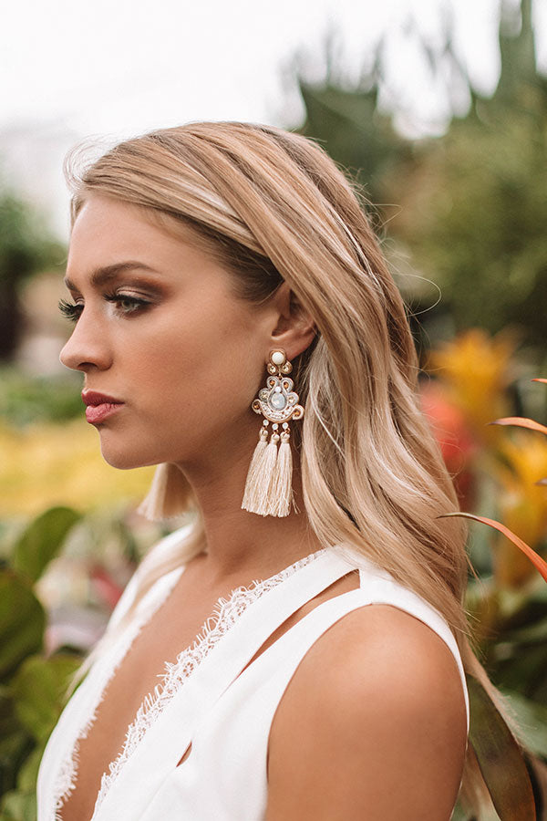 Cabo And Kisses Tassel Earrings In Ivory