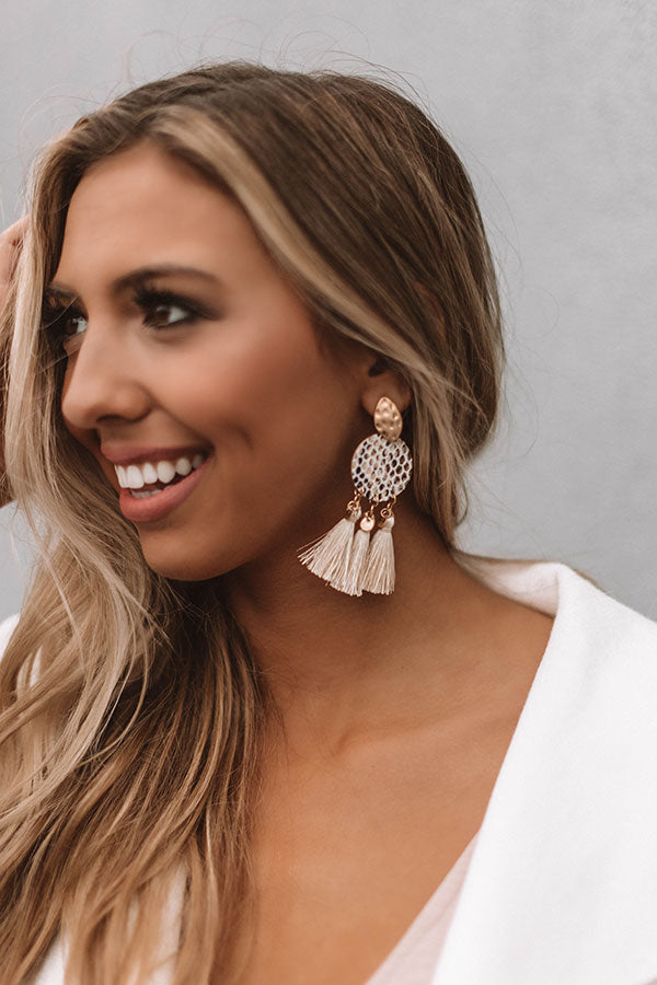 Siesta Key Casual Snake Print Earrings In Ivory