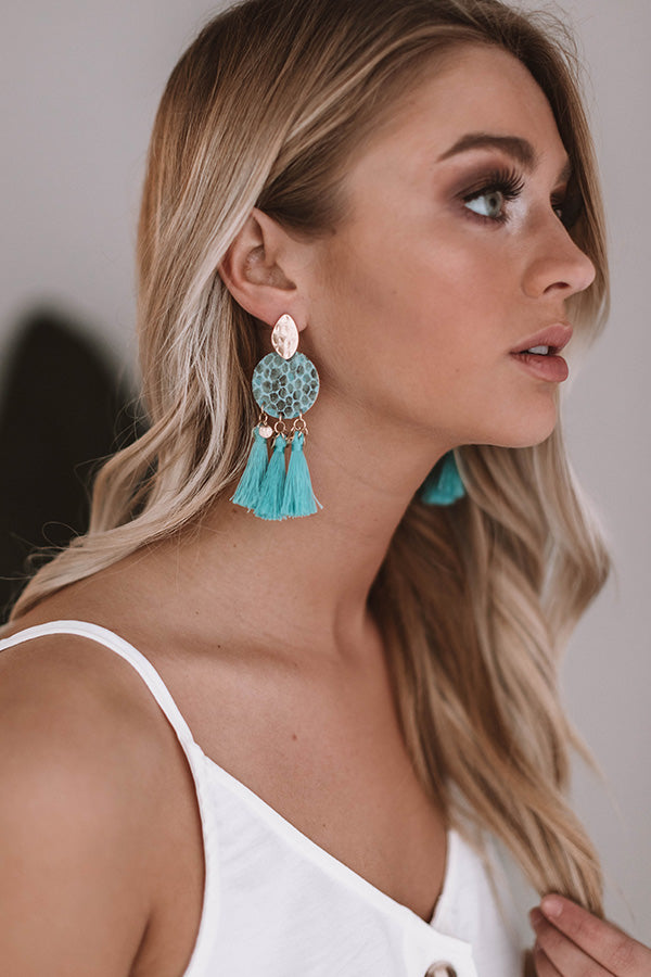 Siesta Key Casual Snake Print Earrings In Turquoise