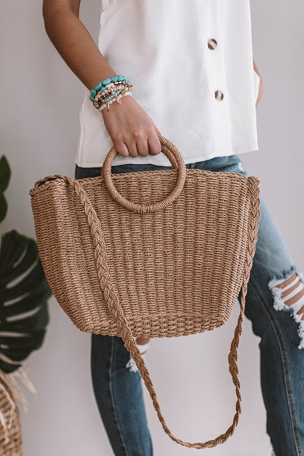 Tropical State Of Mind Woven Tote In Tan