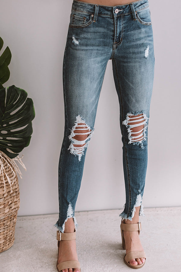 The Eliana Midrise Distressed Ankle Skinny