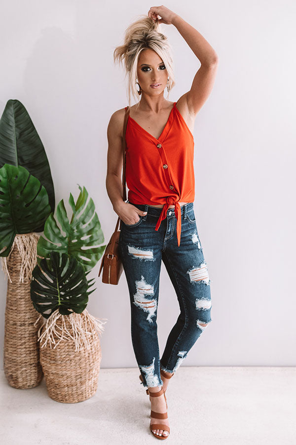 Concerts And Cocktails Tie Tank In Red
