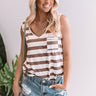 Beachy Bonfire Stripe Boyfriend Tank In Hazelnut Image - 1