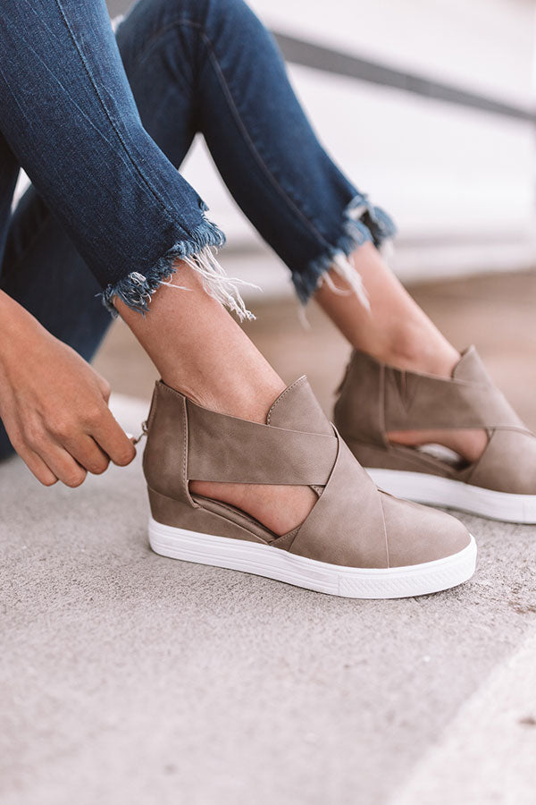 The Calum Faux Leather Bootie In Taupe Image - 1