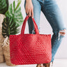 Uptown Bliss Woven Tote In Red Image - 1