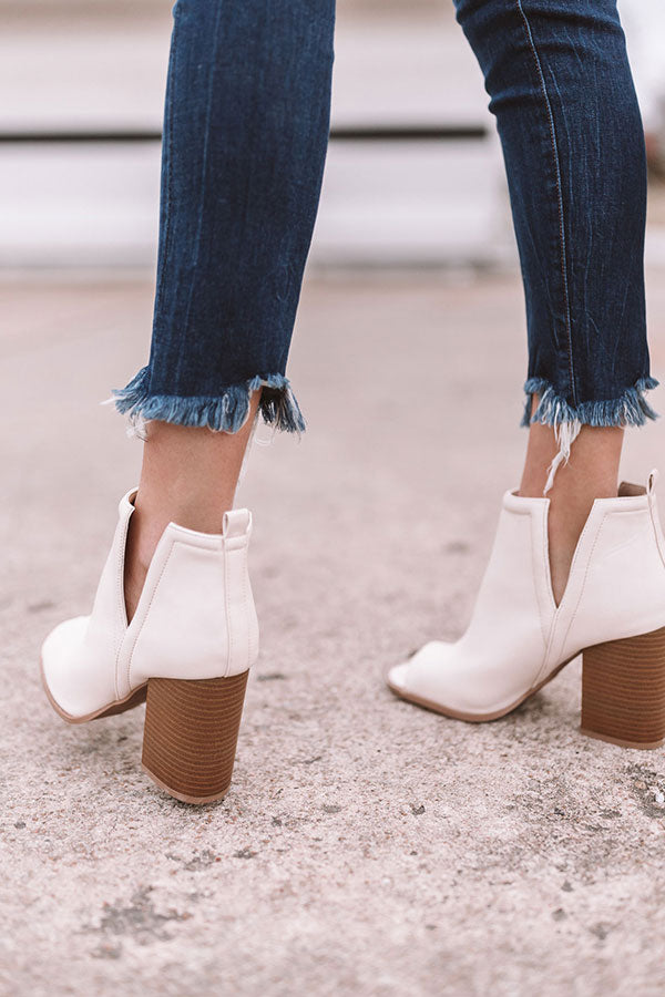 The Bonnie Faux Leather Peep Toe Bootie Image - 3