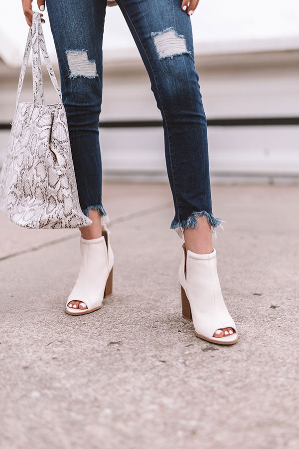 The Bonnie Faux Leather Peep Toe Bootie Image - 4