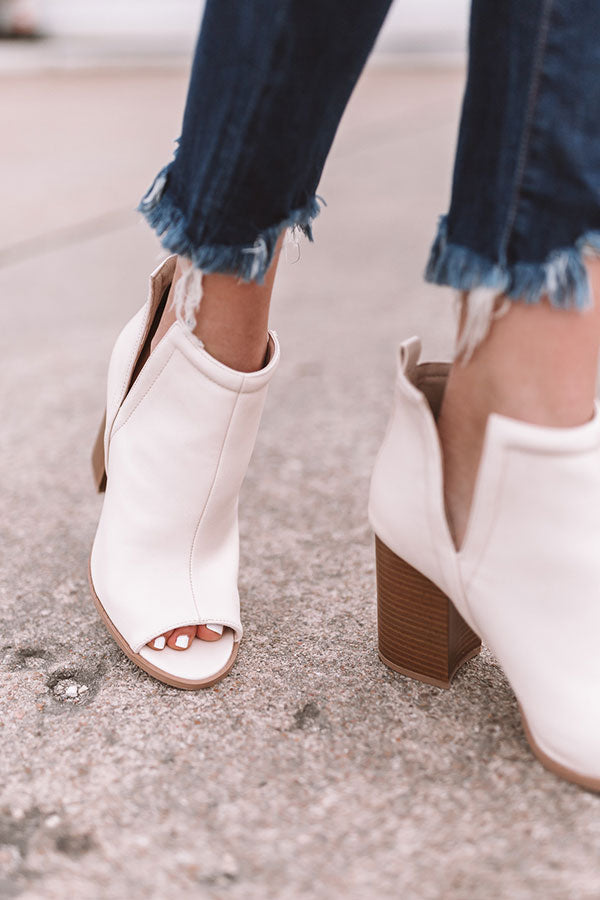 The Bonnie Faux Leather Peep Toe Bootie Image - 2