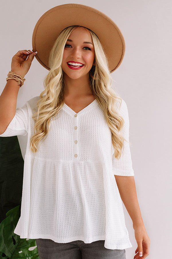 Something Special Waffle Knit Top In White