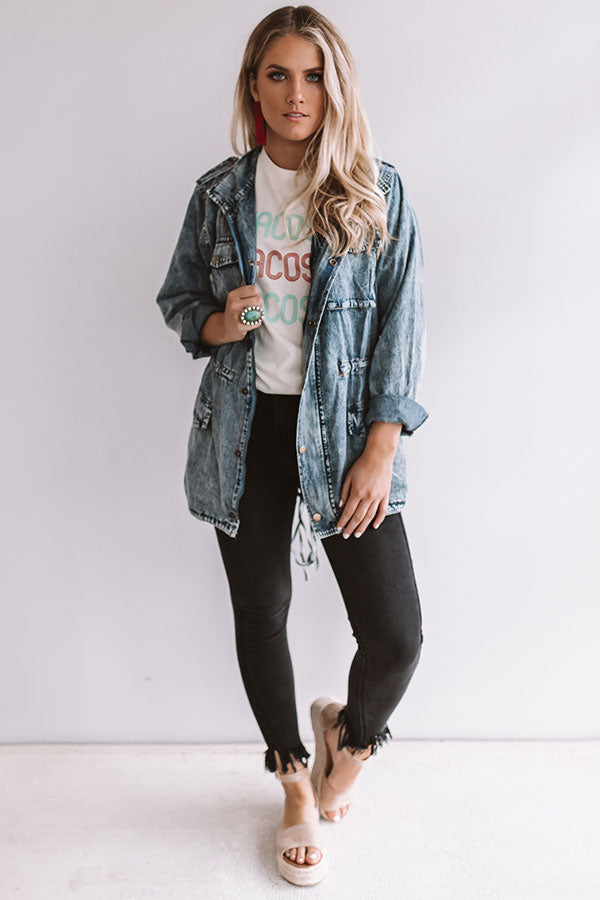 The Aimee Light Weight Denim Jacket In Medium Wash
