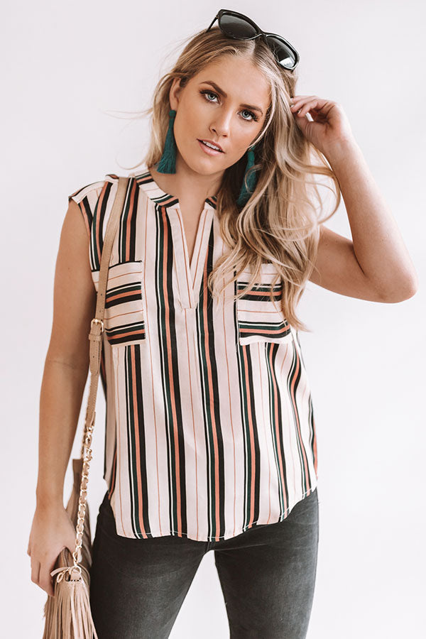 Room Service Stripe Top In Champagne