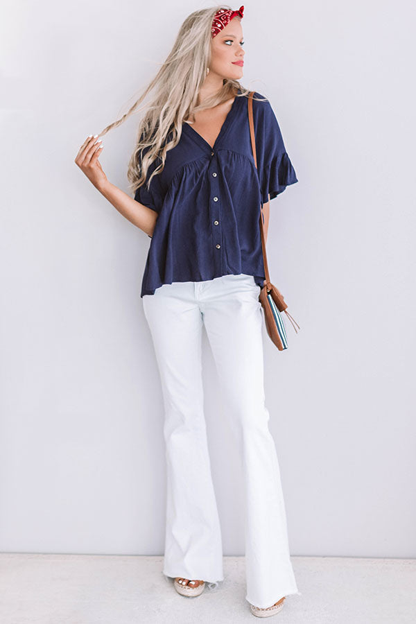 Barcelona On My Mind Babydoll Top in Navy Image - 1