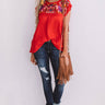 Summer State Of Mind Embroidered Top in Red Image - 1
