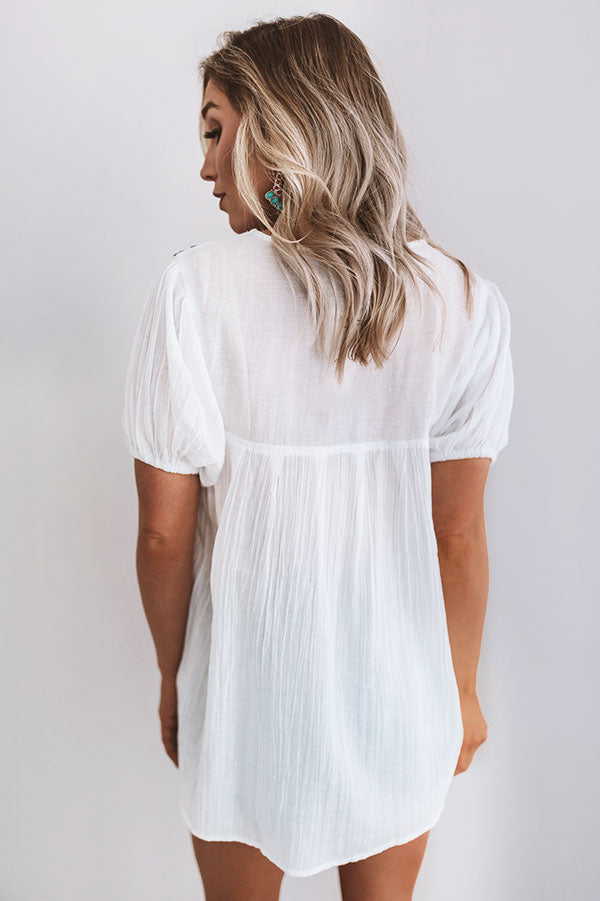 Barefoot in Barcelona Embroidered Top in White Image - 4
