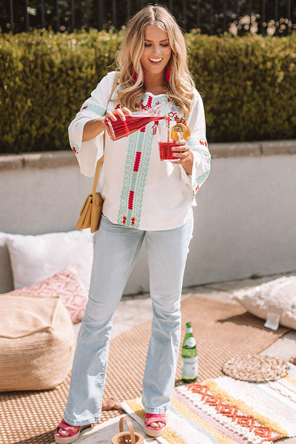Florida Keys And Kisses Embroidered Top