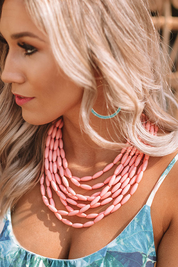Beach Retreat Layered Necklace In Pink