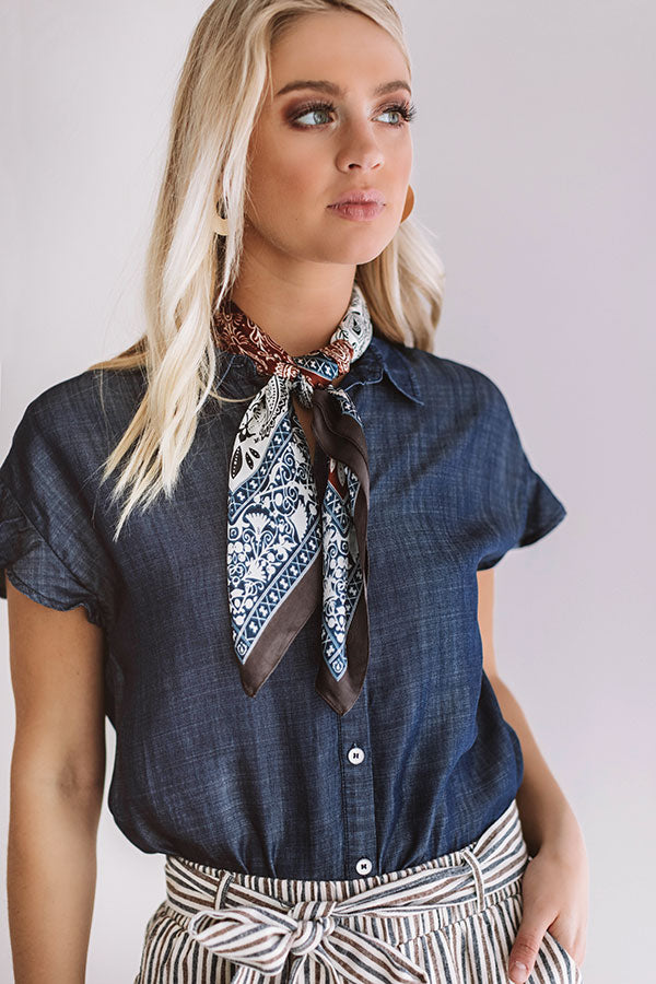 Island Adventure Chambray Top In Dark Wash Image - 2