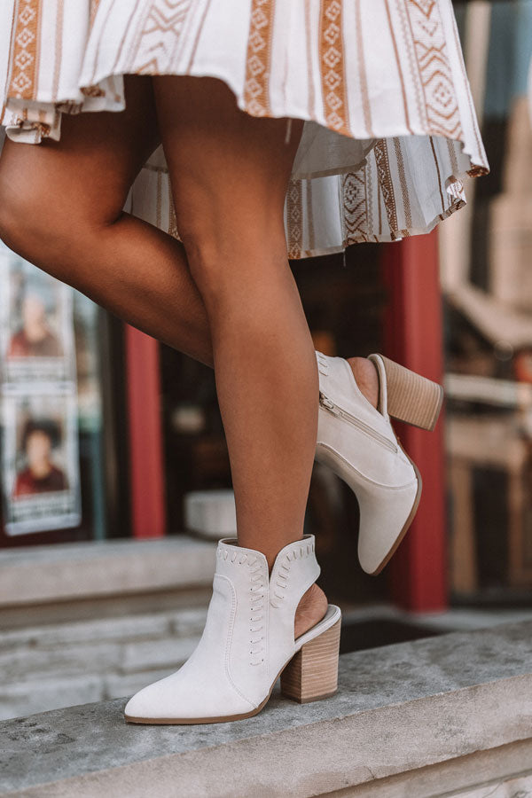 The Brynn Faux Suede Bootie In Light Stone Image - 3