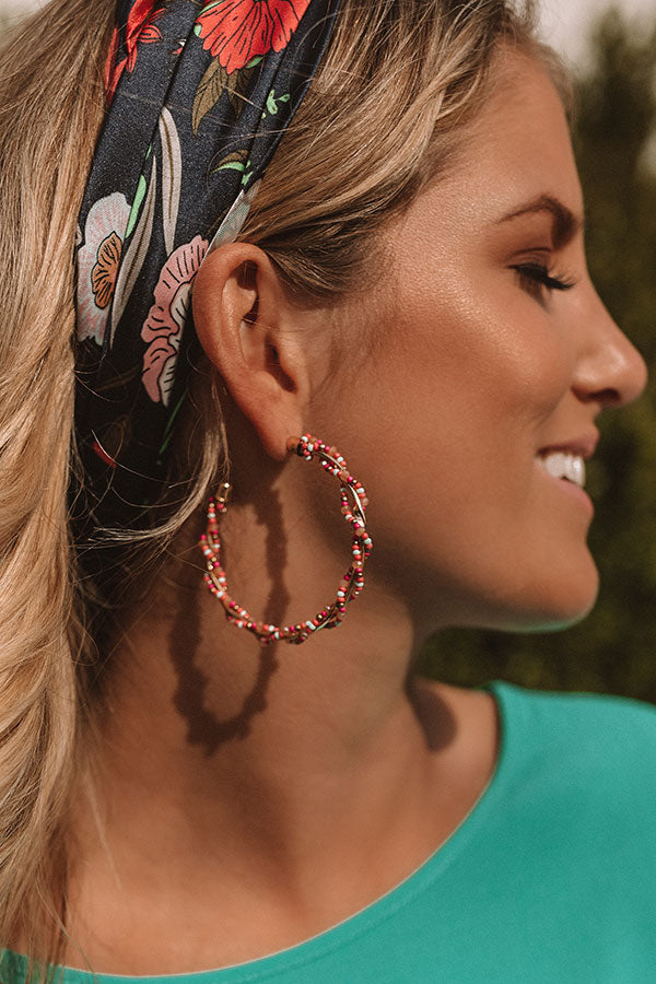 Mykonos Views Hoop Earrings In Pink Image - 2