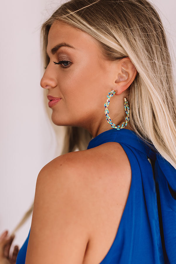 Mykonos Views Hoop Earrings In Ocean Wave Image - 1