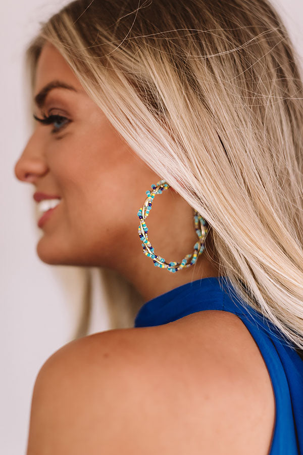 Mykonos Views Hoop Earrings In Ocean Wave Image - 2