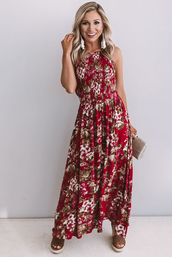 Counting Roses Smocked Maxi Dress