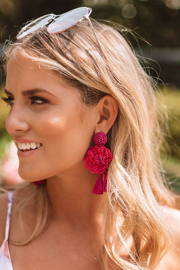 Luxe Luau Earrings In Sangria