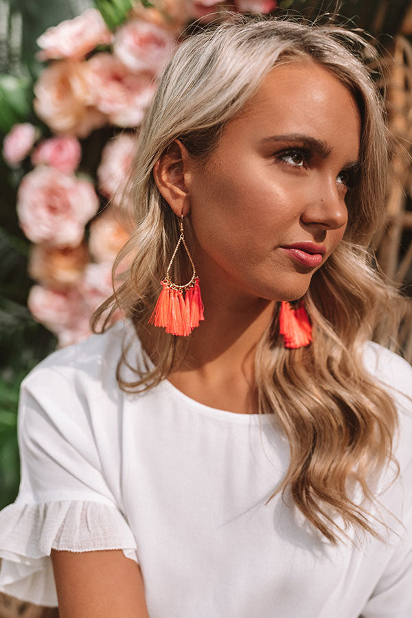 Haute On The Scene Tassel Earrings In Neon Pink