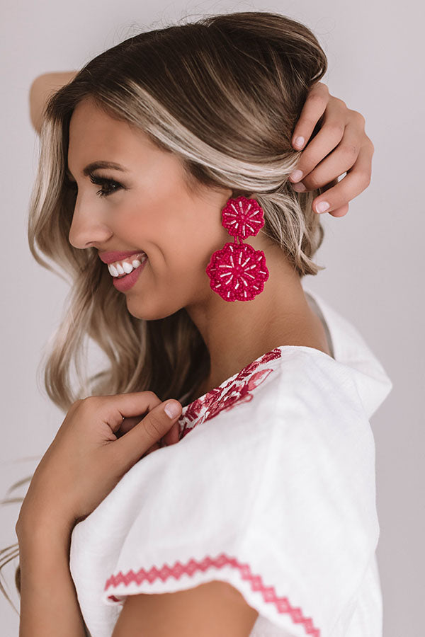 Seeking Santorini Earrings In Fuchsia