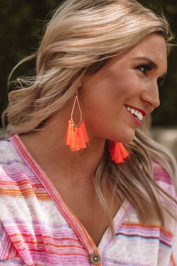 Haute On The Scene Tassel Earrings In Orange