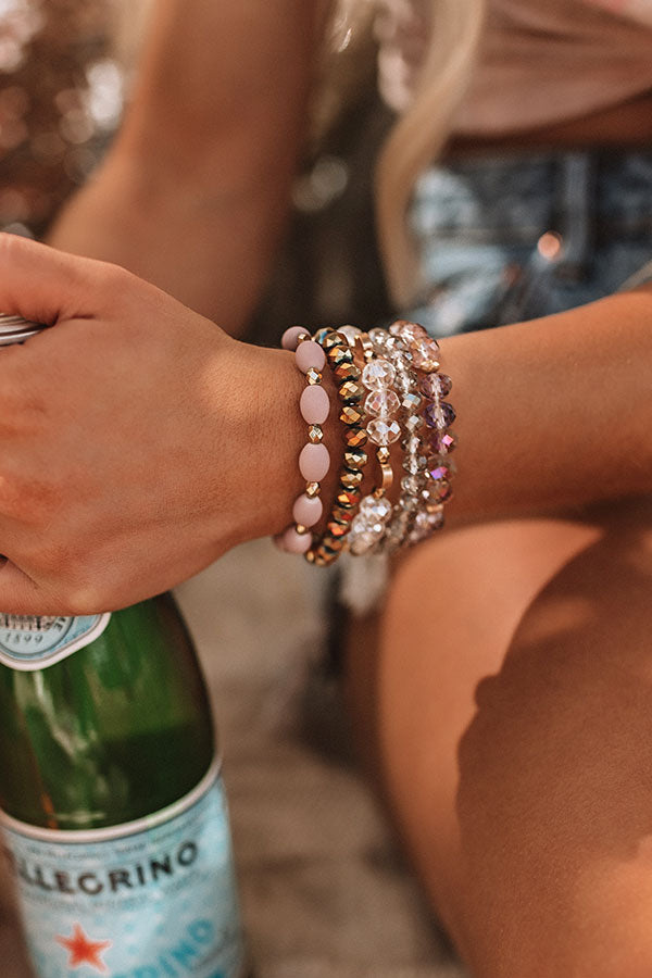 Bora Bora Baby Semi Precious Bracelet Set In Dusty Purple