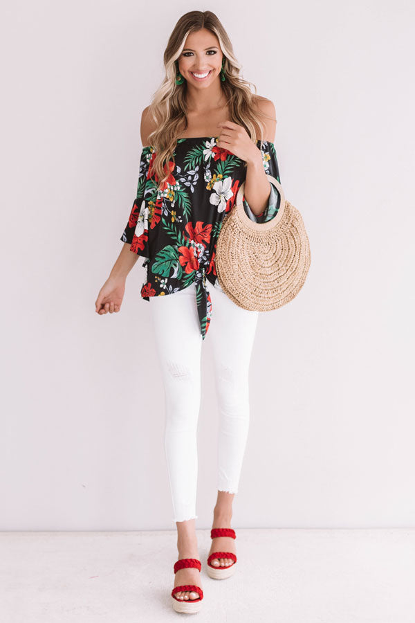Miami Beach Babe Off Shoulder Top in Navy