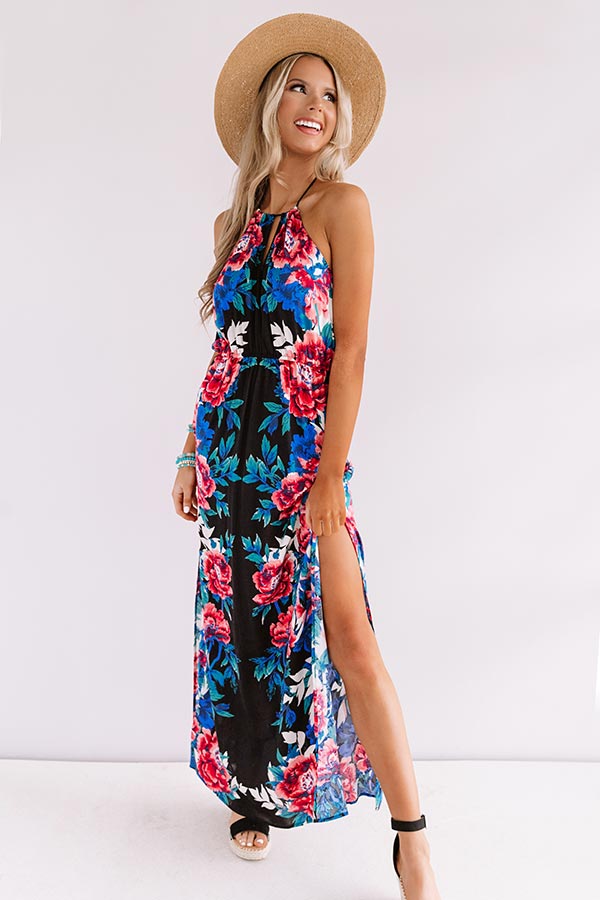 Flirting In Florence Halter Maxi in Black
